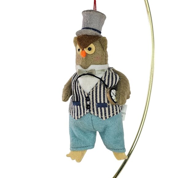 Midwest Heart Felts Christmas Ornament Owl Pocket Watch Dapper - Picture 1 of 6